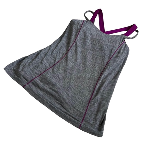Lululemon Gray & Purple Built in Bra (w/pads) Tank Top Sz 8 - Picture 2 of 10